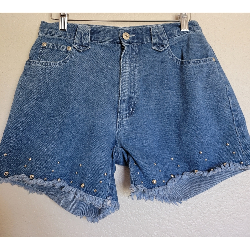 VNT Jukebox mini highwaist short with metal studs and raw hem size 7